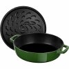 żeliwna Patelnia Do Duszenia Z Pokrywką 24 Cm, Zielony Staub